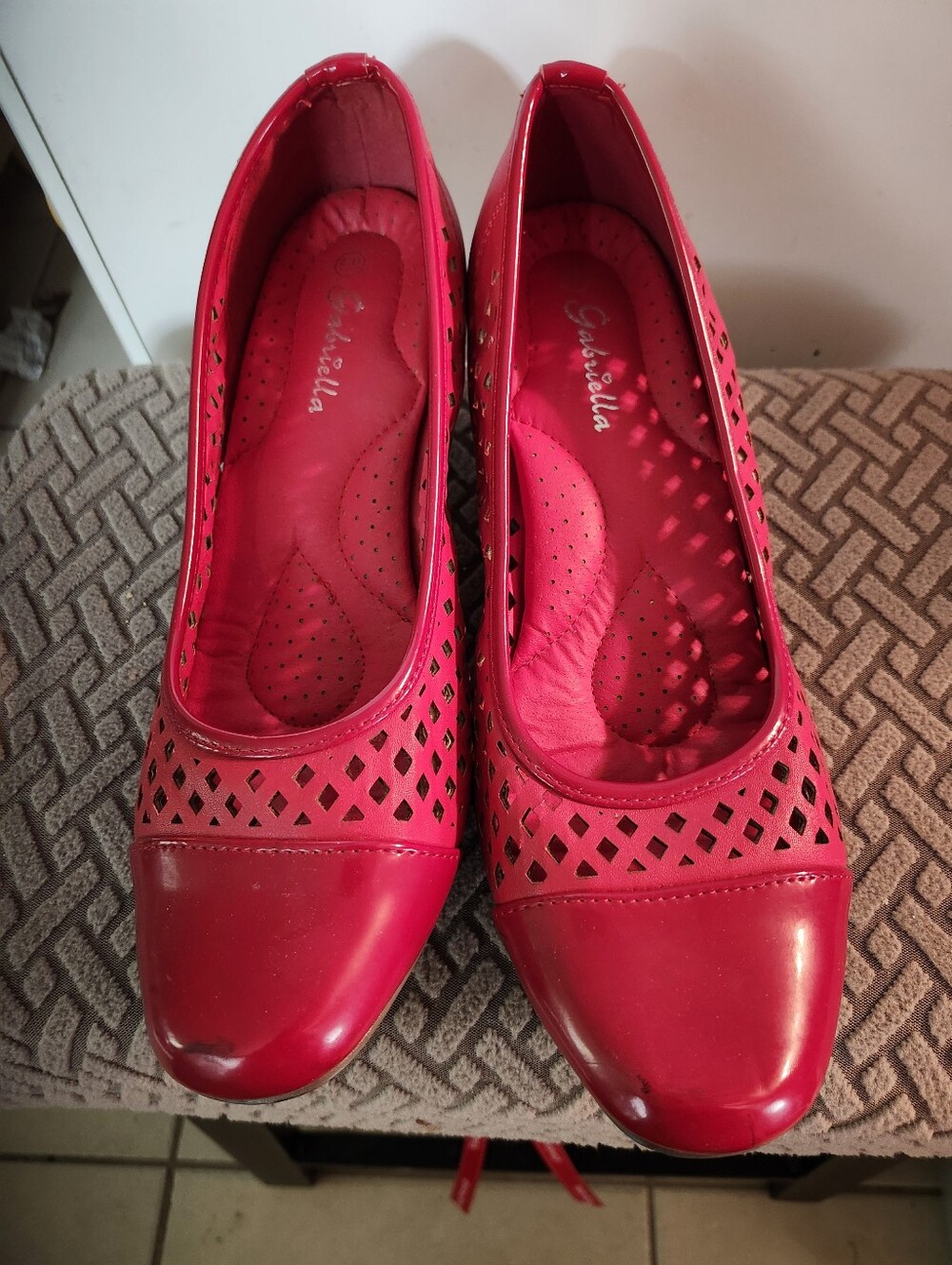 Gabriella Red Patent Laser-Cut Ballet Flats